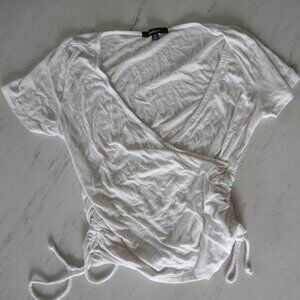 White Deep V Shirt Adjustable Sides Size M